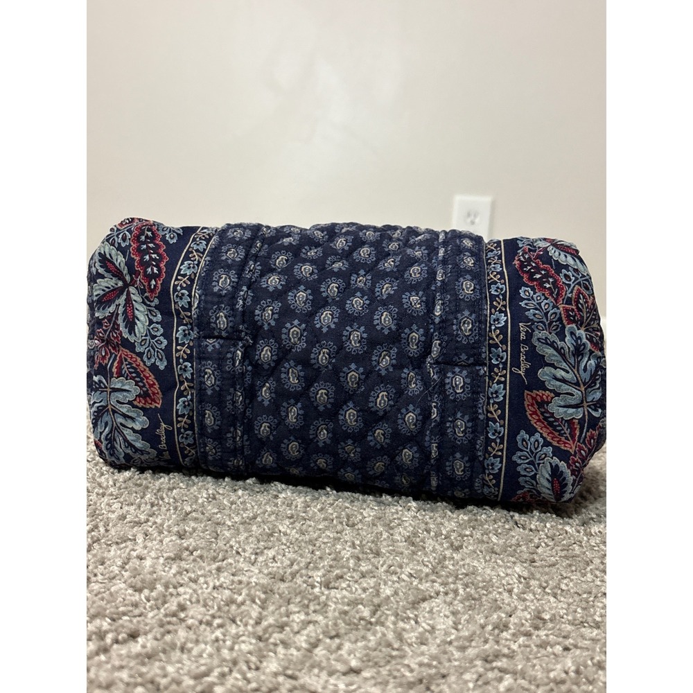 Vera Bradley Quilted Cotton Cosmetic Bag Navy Blue Paisley Travel Toiletry Pouch - Picture 7 of 9